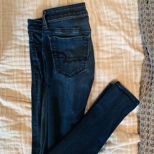 American Eagle Midrise Dark Wash Jeggings X-LONG